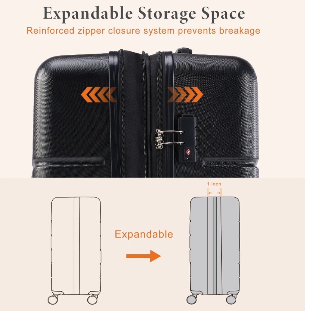 Hardshell Spinner Suitcase in Black 20in CarryOn - Picture 5 of 8